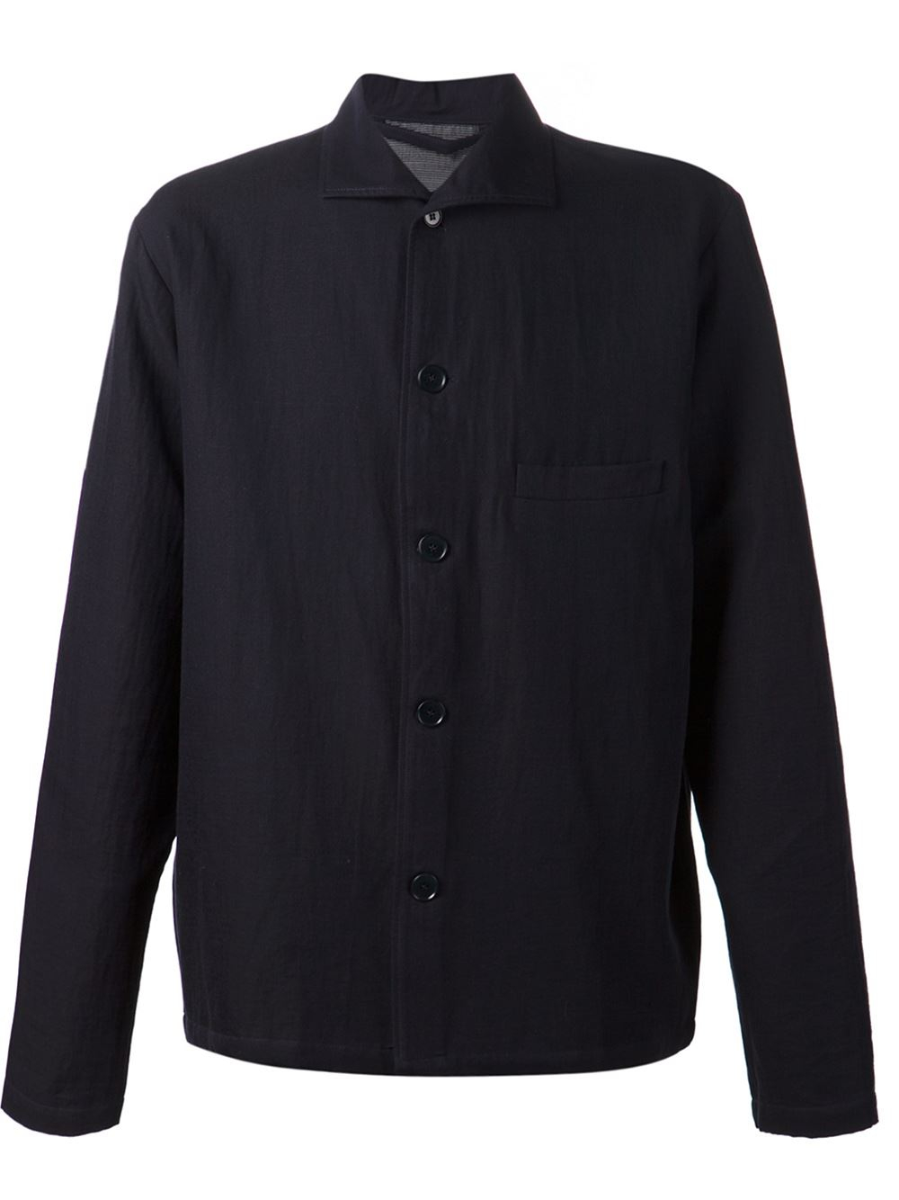 Lemaire Convertible Collar Shirt in Blue for Men | Lyst