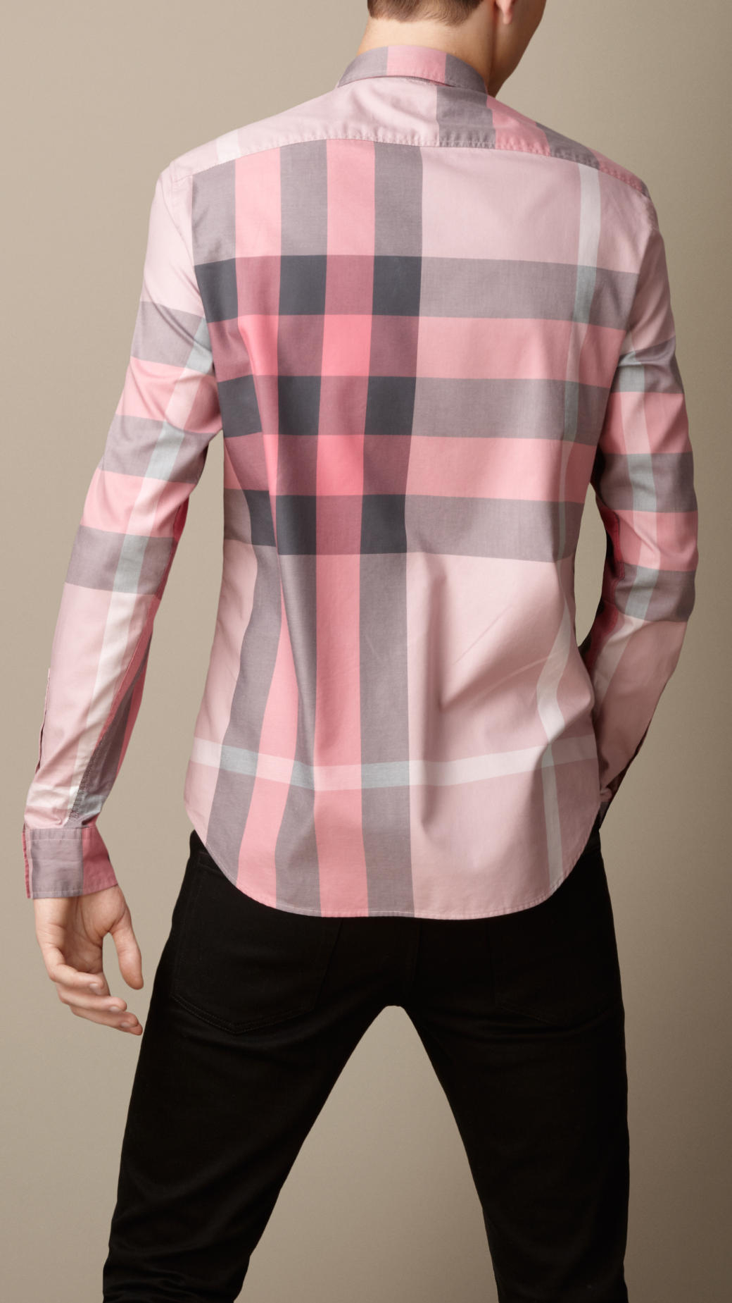 Lyst - Burberry Giant Exploded Check Cotton Shirt in Pink for Men
