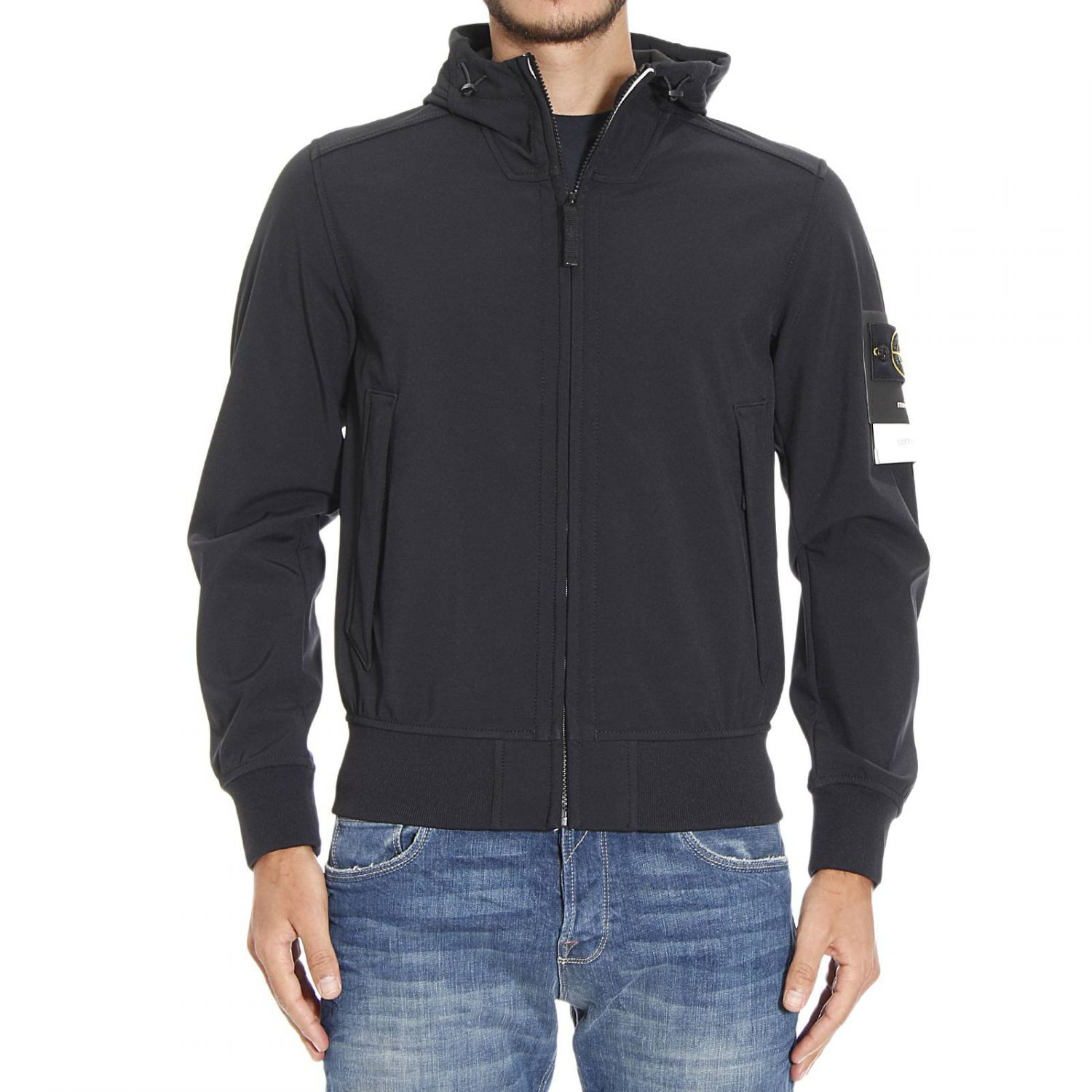 Lyst - Stone Island Down Jacket Zip Hood Zip Soft Shell 3 Strati in ...