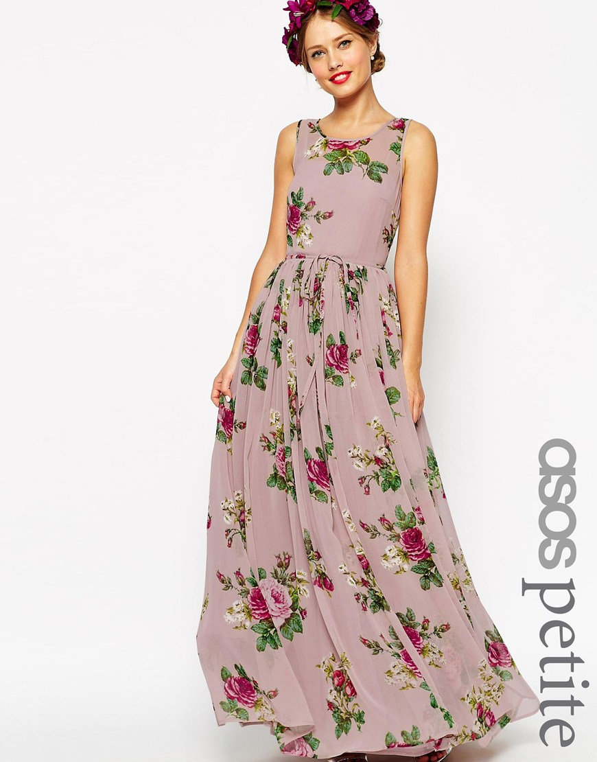 Asos Wedding Super Full Maxi Dress In Floral Print in Pink