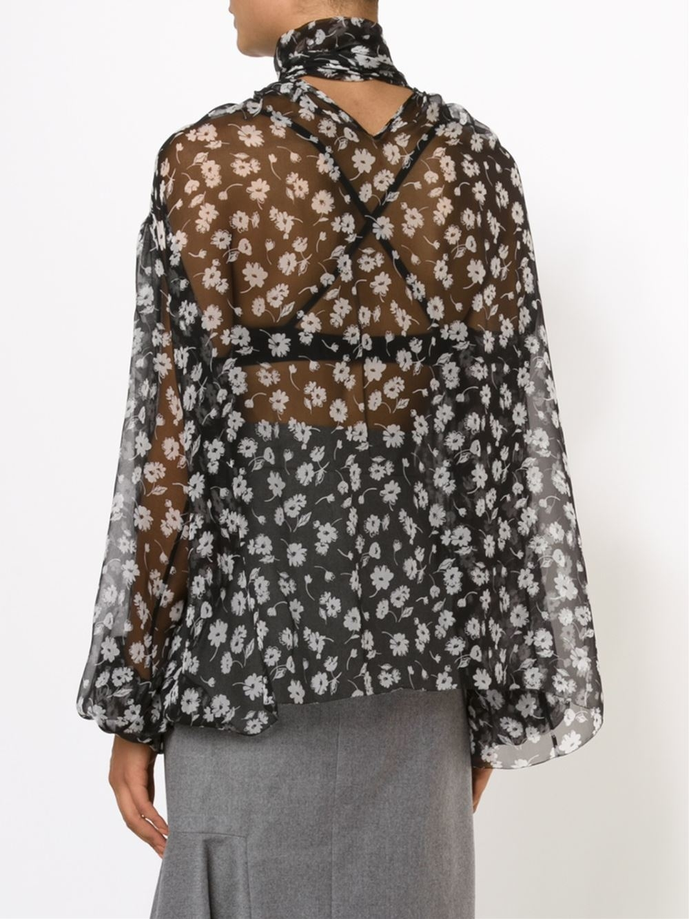 Lyst - Dolce & Gabbana Floral Chiffon Blouse in Black