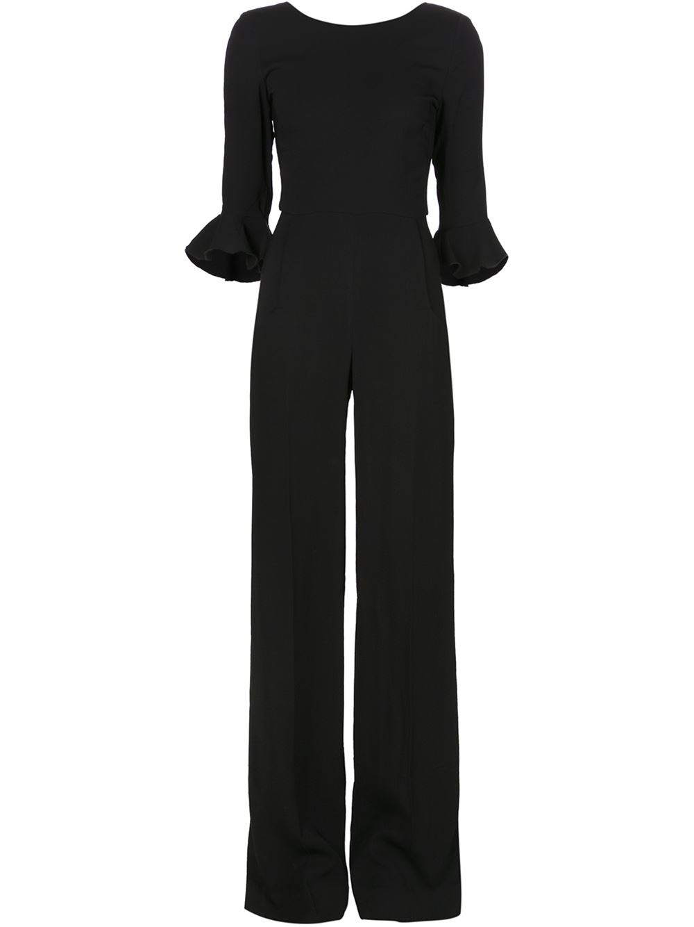 Lyst - Saloni Bell Three-quarter Length Sleeve Jumpsuit in Black