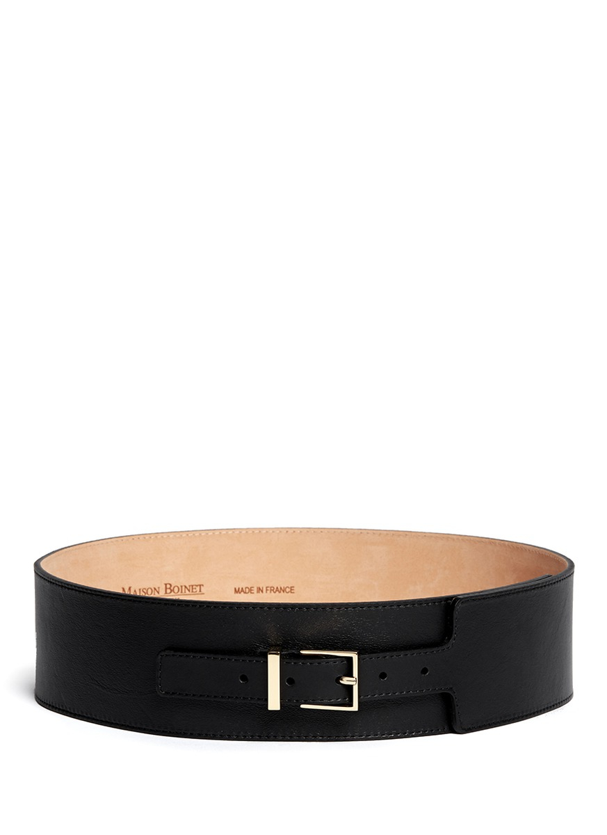 Lyst - Maison boinet Calfskin Wide Leather Belt in Black