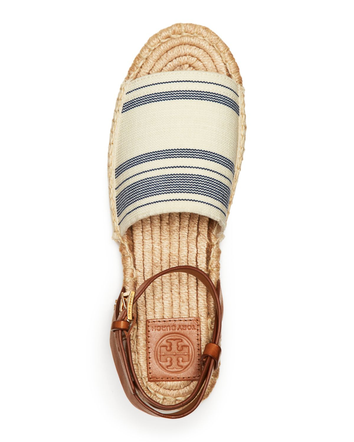 Tory Burch Espadrille Flat Sandals - Striped Ankle Strap in White - Lyst