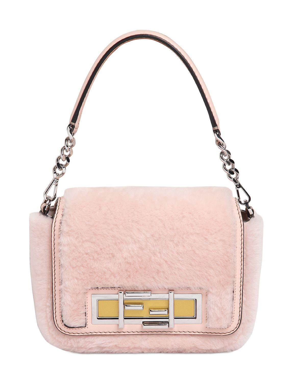 pink shearling bag