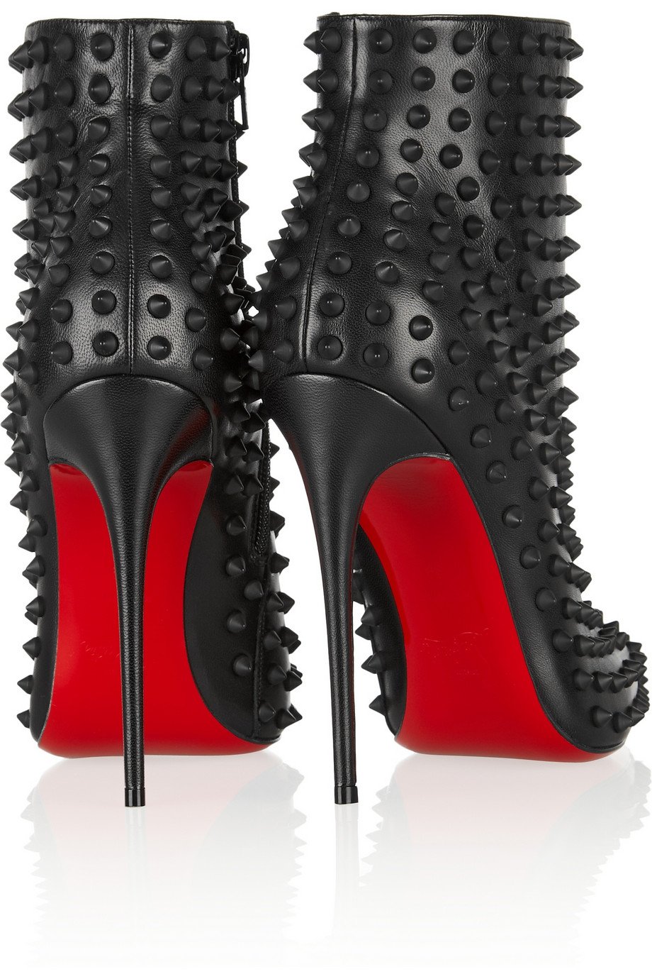 Christian Louboutin Snakilta 120 Spiked Leather Ankle Boots In Black Lyst