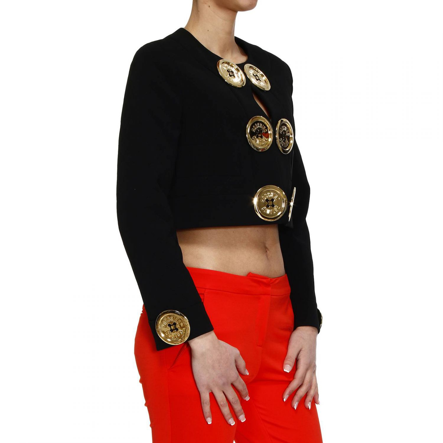 Moschino Jacket Without Collar Crepes With Macro Buttons in Black Lyst
