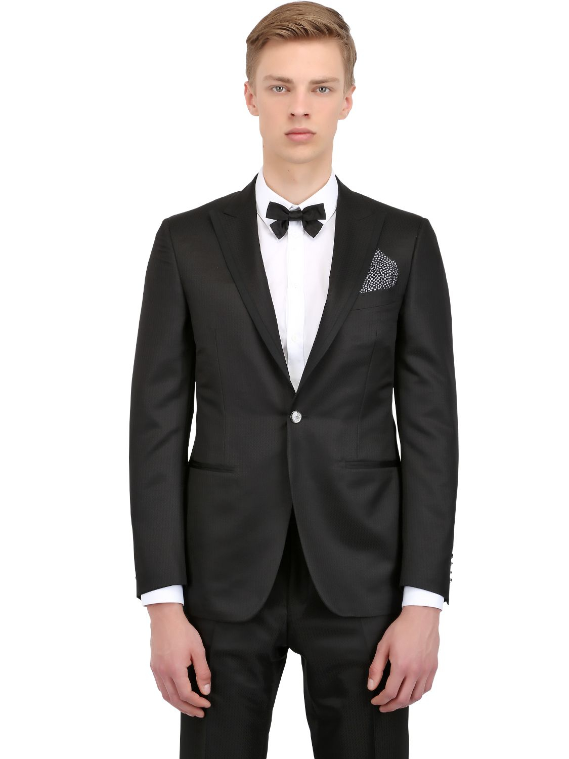 Lyst Canali Wool/Silk Blend Textured Tuxedo Suit in Black for Men