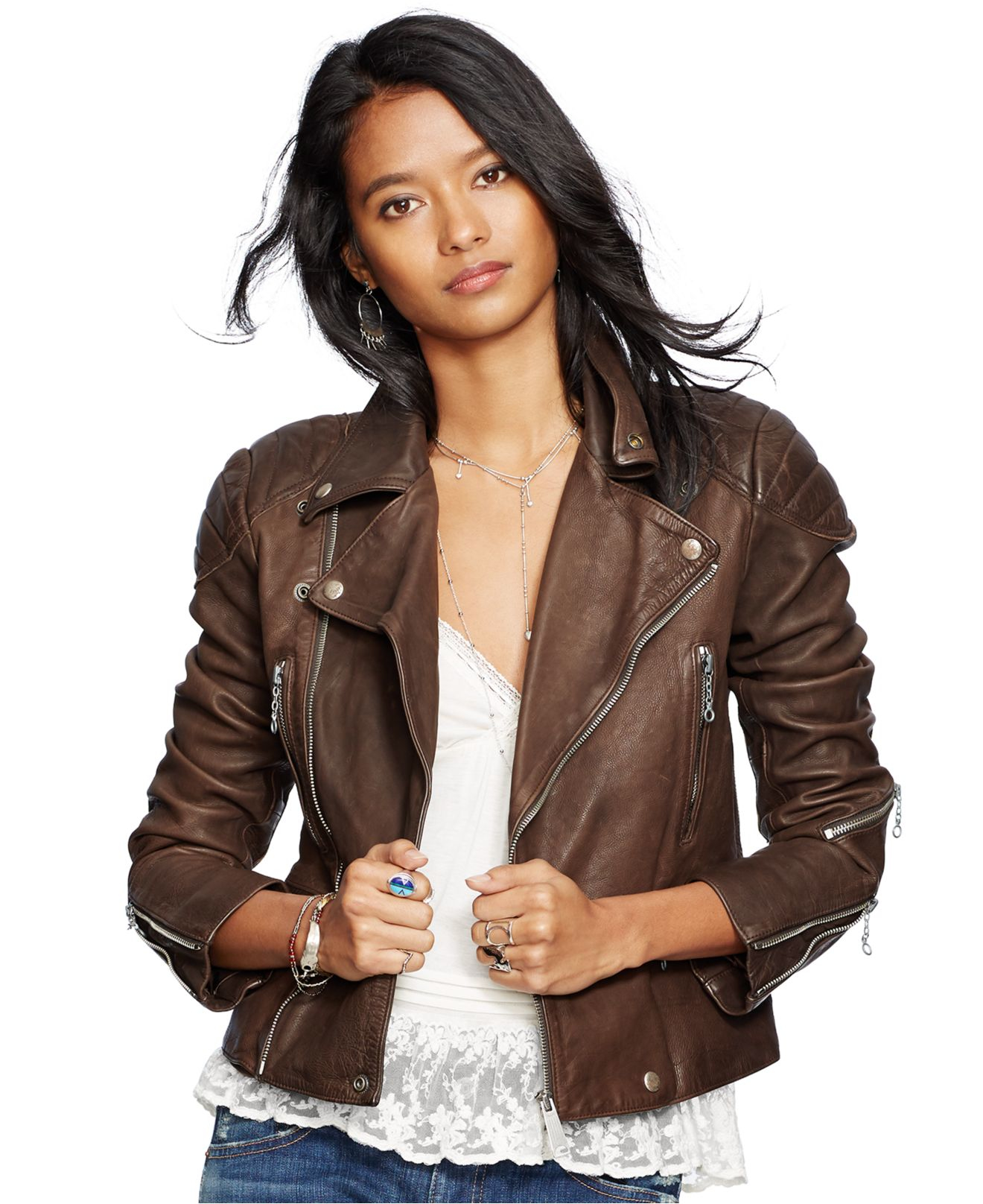 Lyst Denim Supply Ralph Lauren Leather Motorcycle Jacket In Brown Gallery