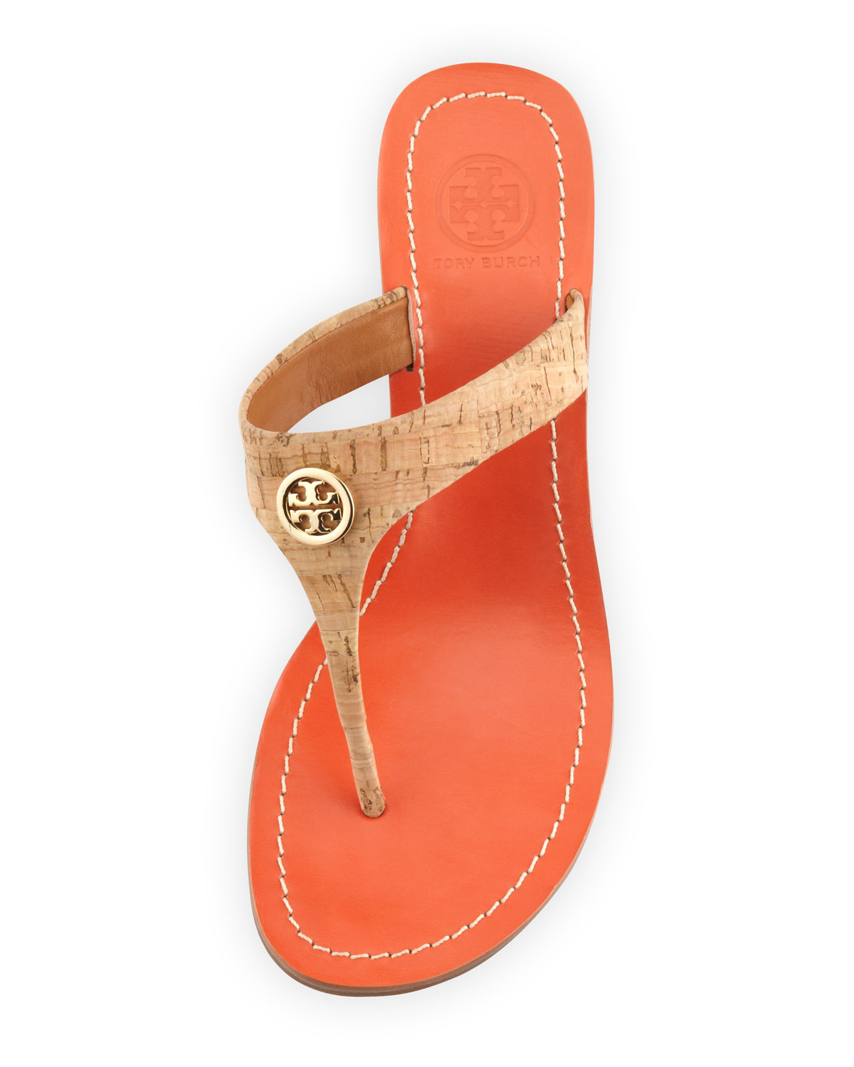 Lyst - Tory Burch Cameron Cork Thong Wedge Sandal Natural in Natural