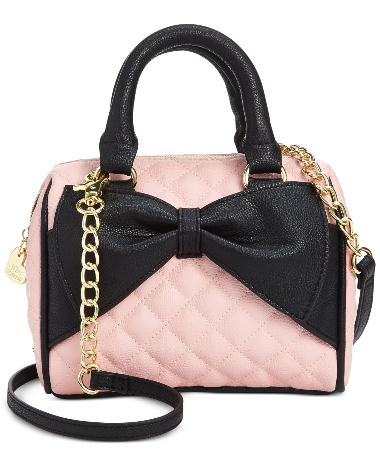 Lyst Betsey Johnson Mini Bow Quilted Satchel In Pink Gallery