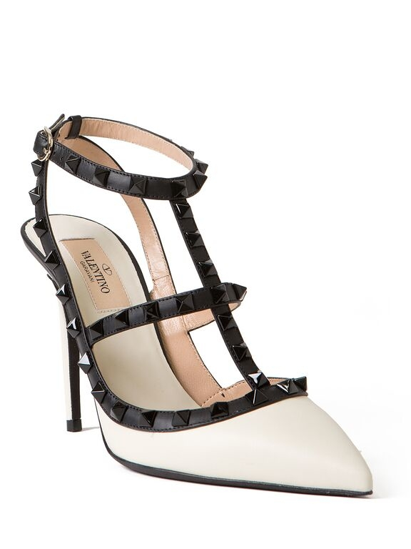 Lyst - Valentino Ankle Strap Rockstud Heels in White