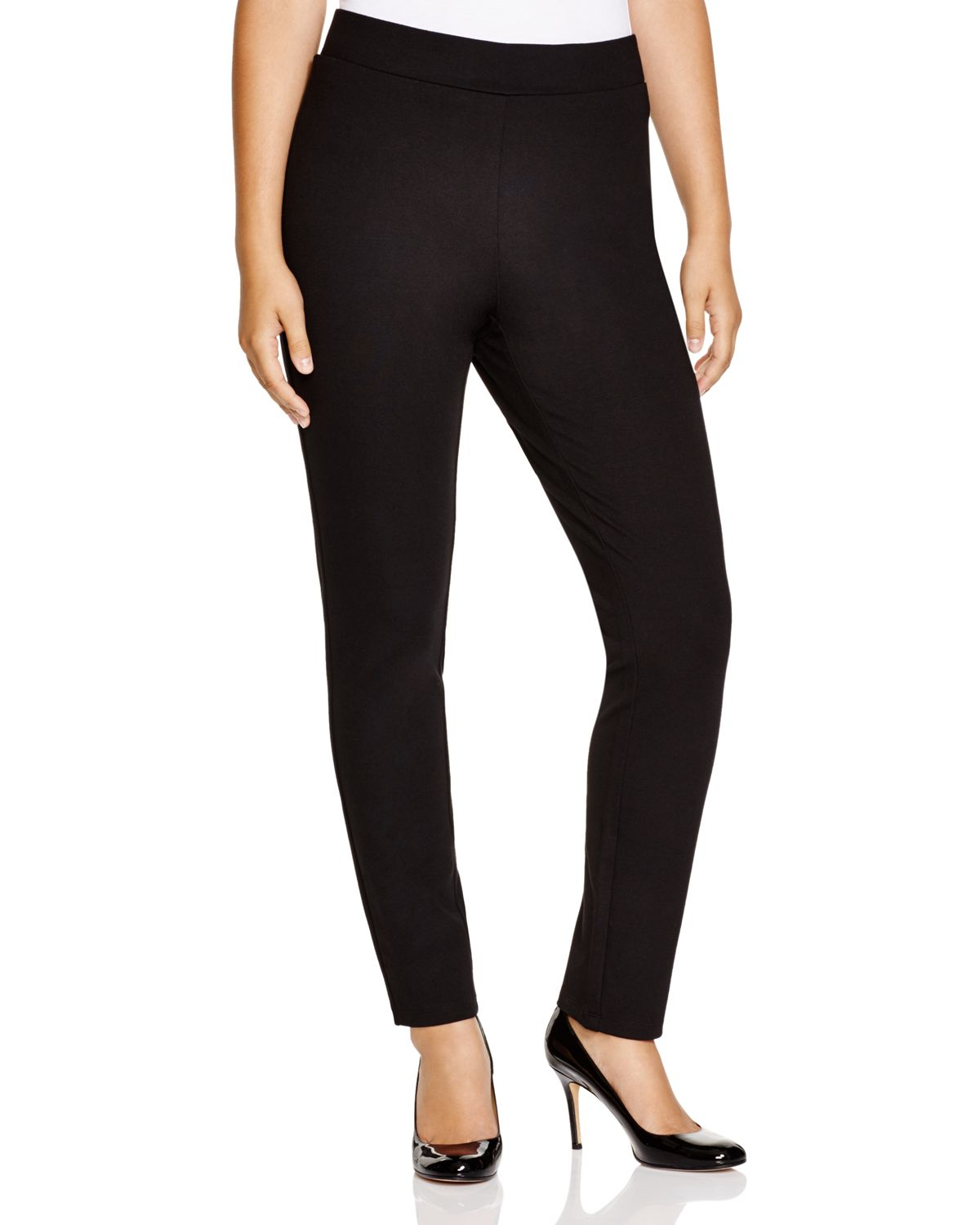 Nydj Ponte Slim Leg Pants in Black | Lyst