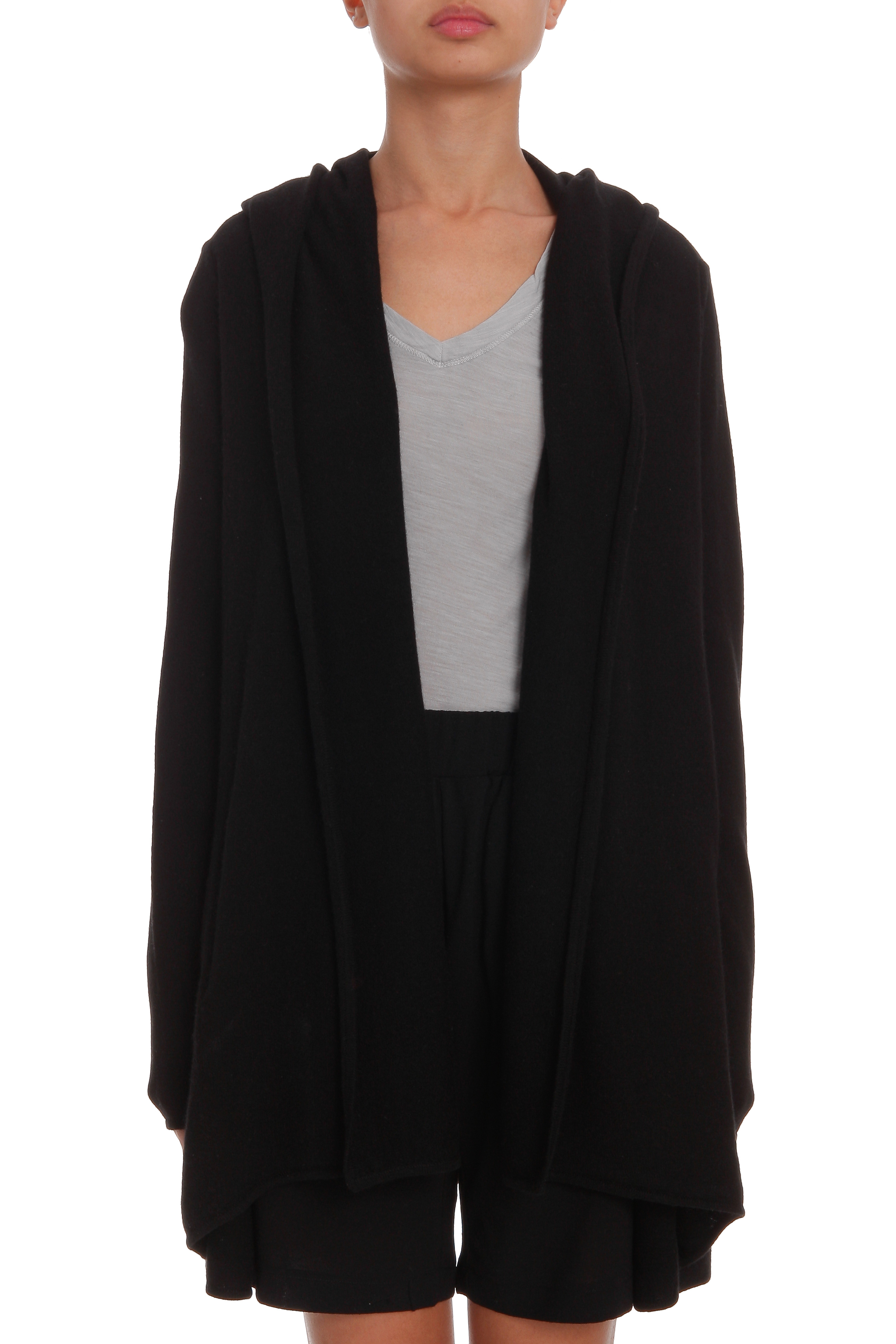 Vince Cashmere Hooded Cardigan in Black | Lyst