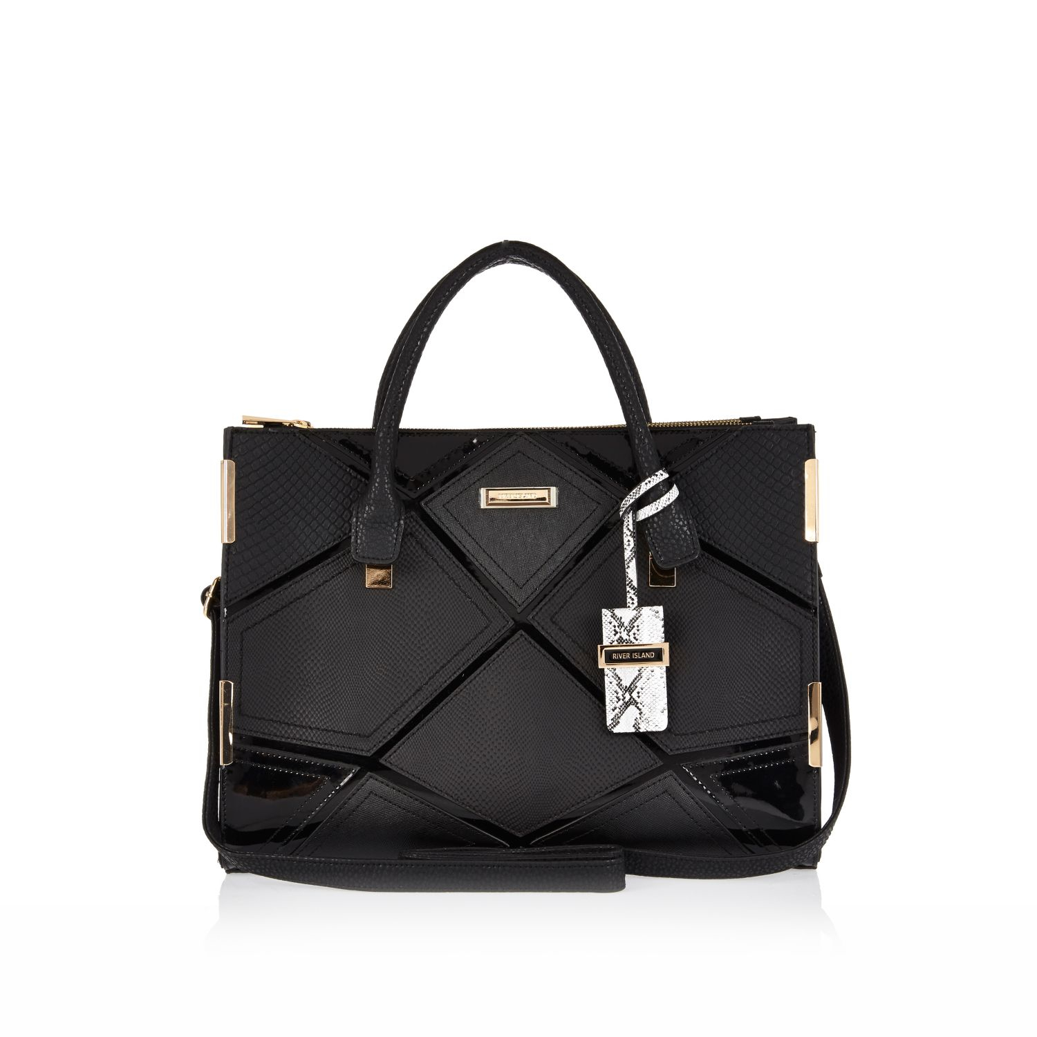 Lyst River Island Black Diamond Patchwork Tote Handbag In Gallery