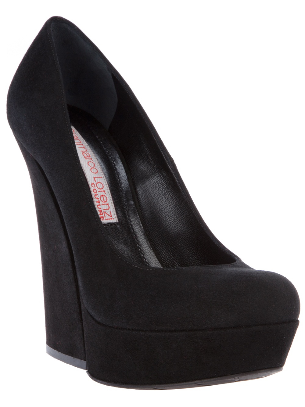 Lyst - Gianmarco Lorenzi Chunky Heel Pump in Black