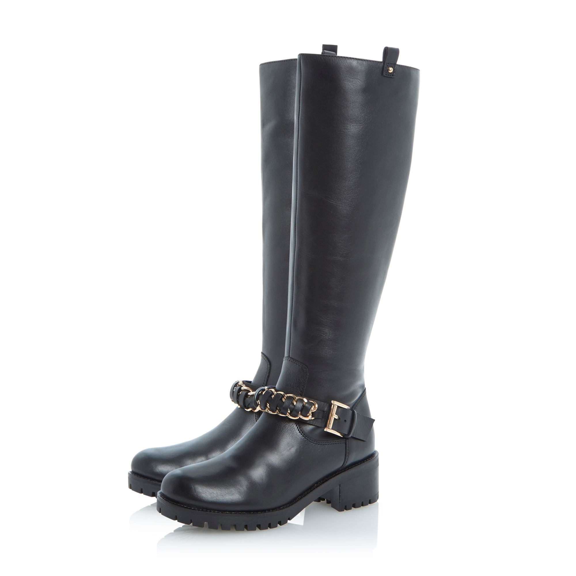 Dune Taxi Leather Knee High Boot in Black Lyst