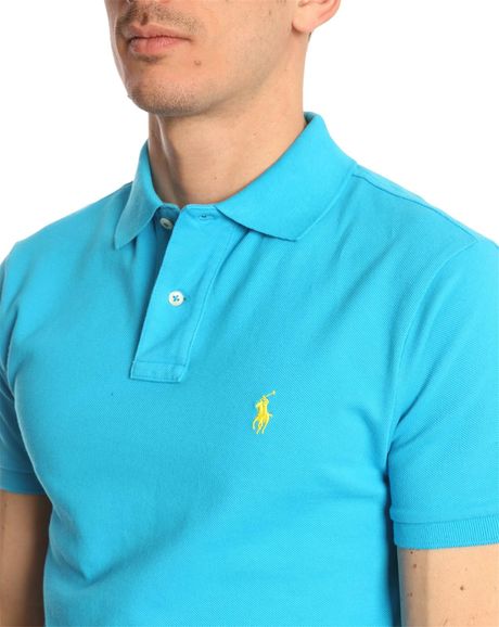 Polo Ralph Lauren Turquoise Slimfit Polo Shirt in Blue for Men ...