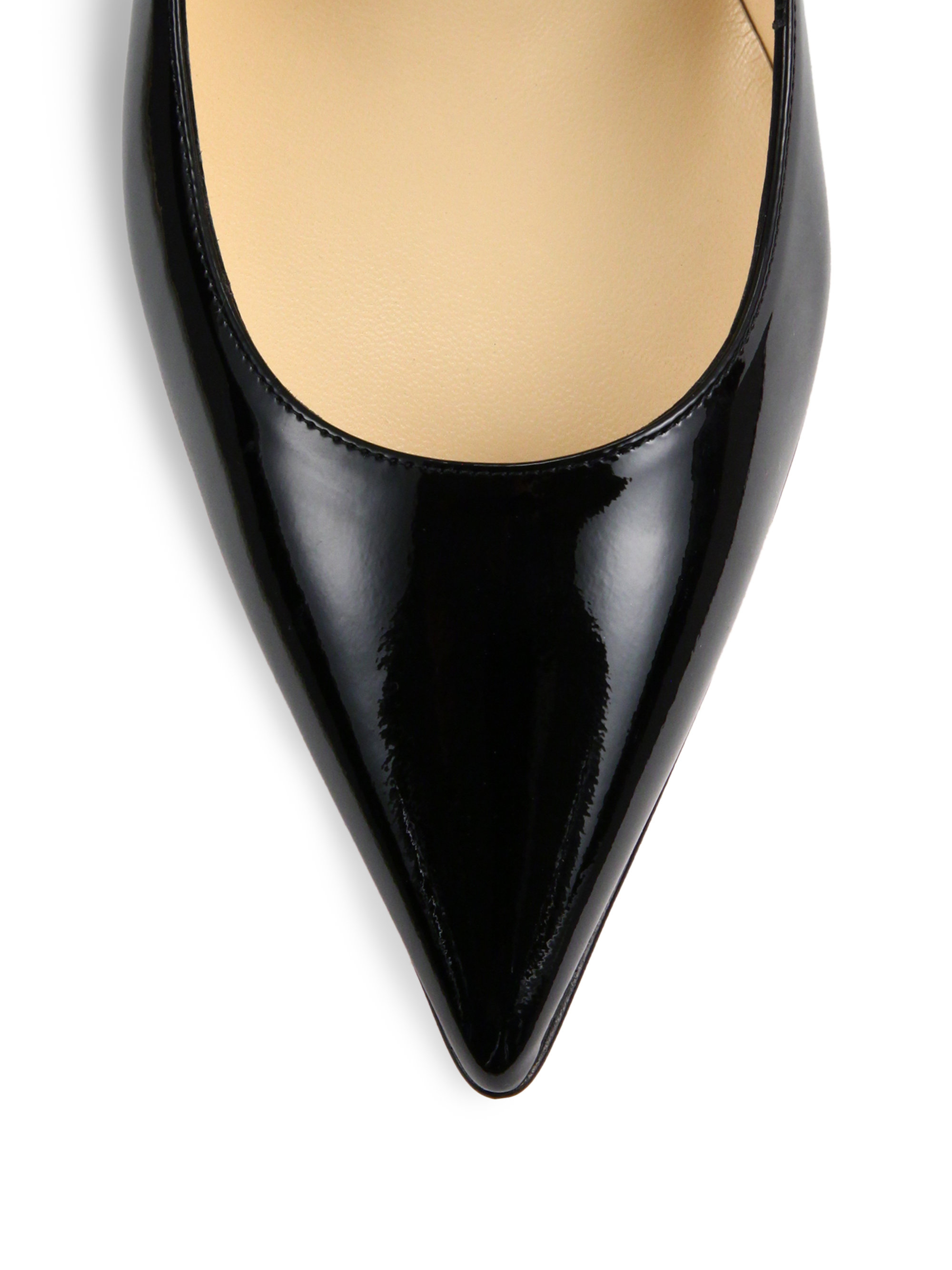 christian louboutin pointed-toe flats Black patent leather covered ...