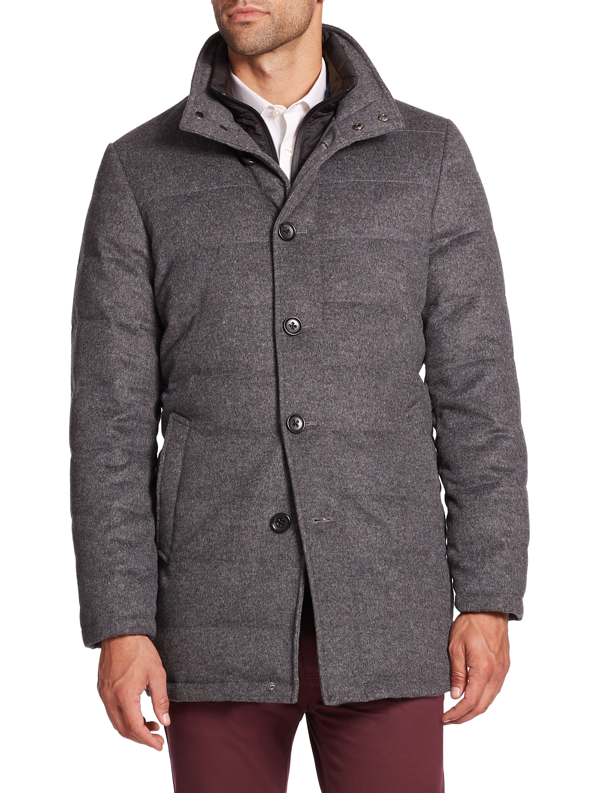 Lyst - Saks Fifth Avenue Wool Puffer Jacket in Gray for Men