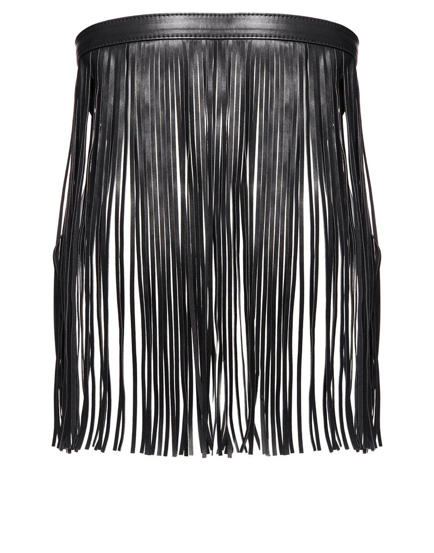 Lyst Asos Fringe Waist Belt in Black