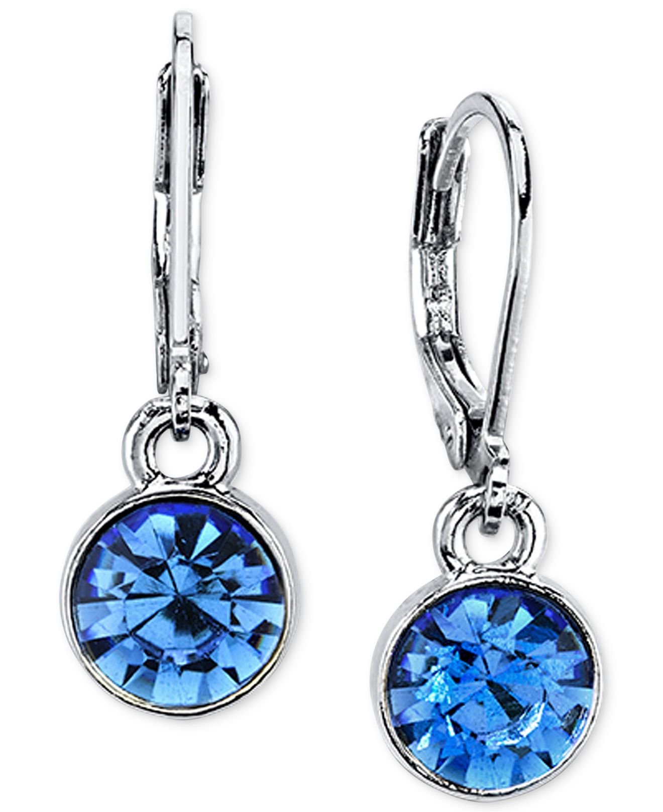 2028 Round Crystal Drop Earrings in Blue (Silver/Blue) | Lyst