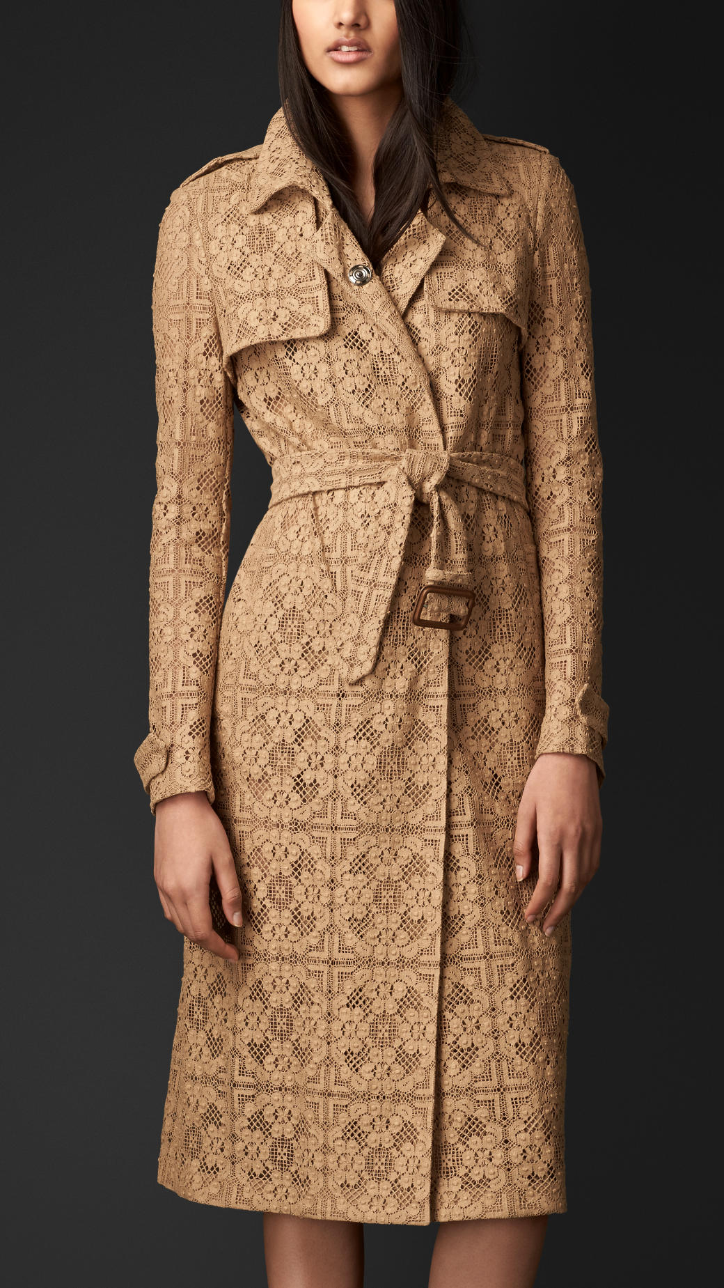 Burberry English Lace Trench Coat in Natural | Lyst