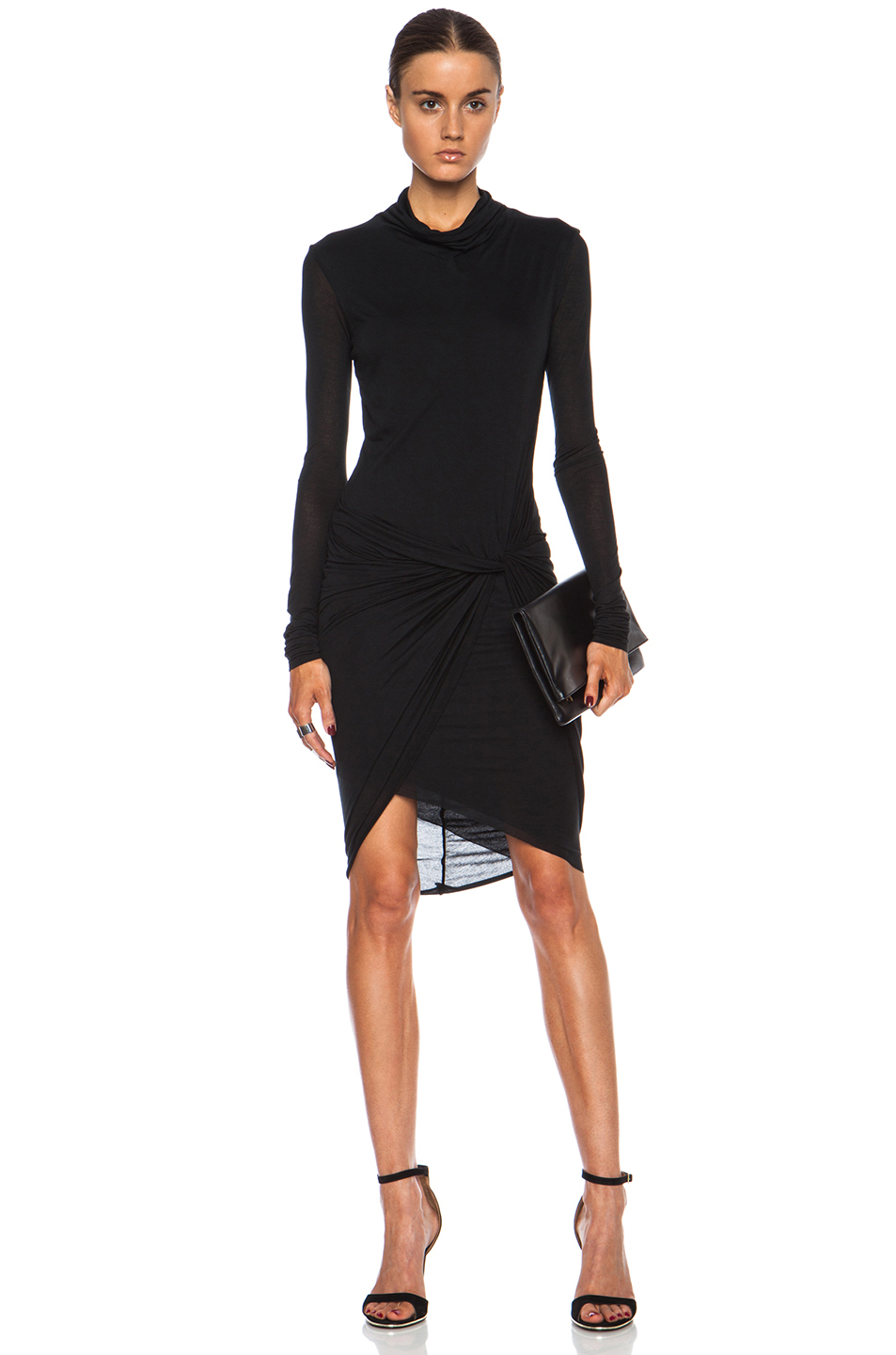 Helmut Lang Slack Jersey Twist Long Sleeve Dress in Black | Lyst
