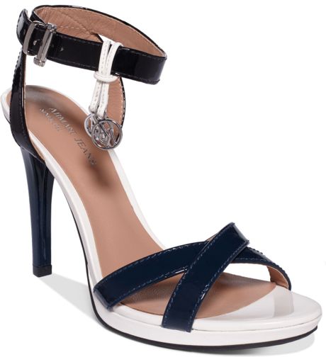 Armani Jeans Womens High Heel Sandals in Multicolor (Navy Multi) | Lyst
