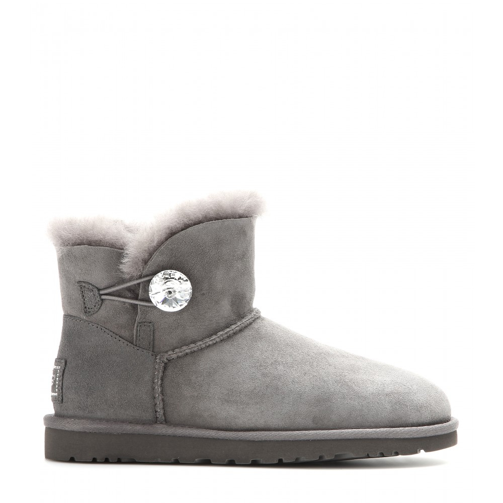 Lyst - Ugg Mini Bailey Button Bling Ankle Boots in Gray