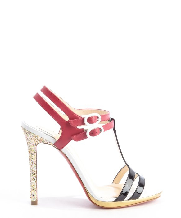 louboutin replica shoes - christian louboutin sandals Black patent leather glitter covered ...