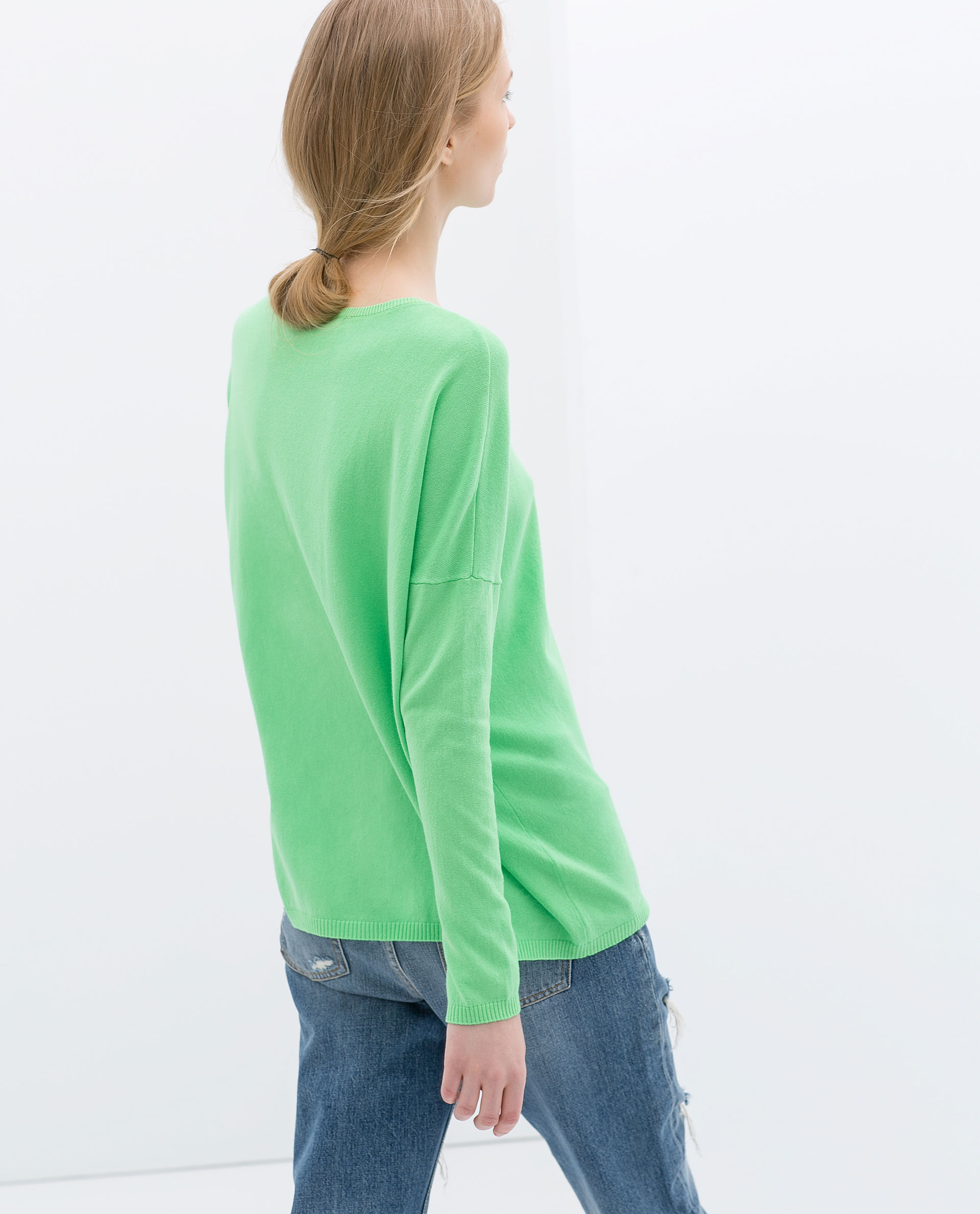 Zara  Basic  Long Sweater  in Green Lyst