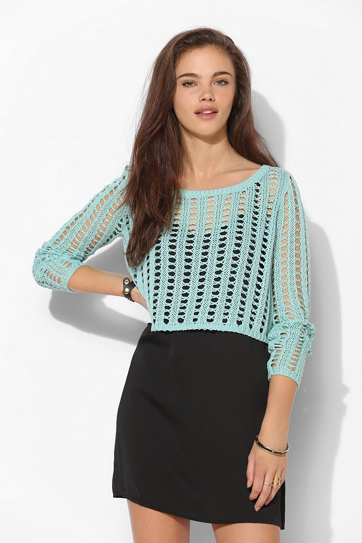 Sparkle & fade Mesh Vertical Stripe Sweater in Blue | Lyst