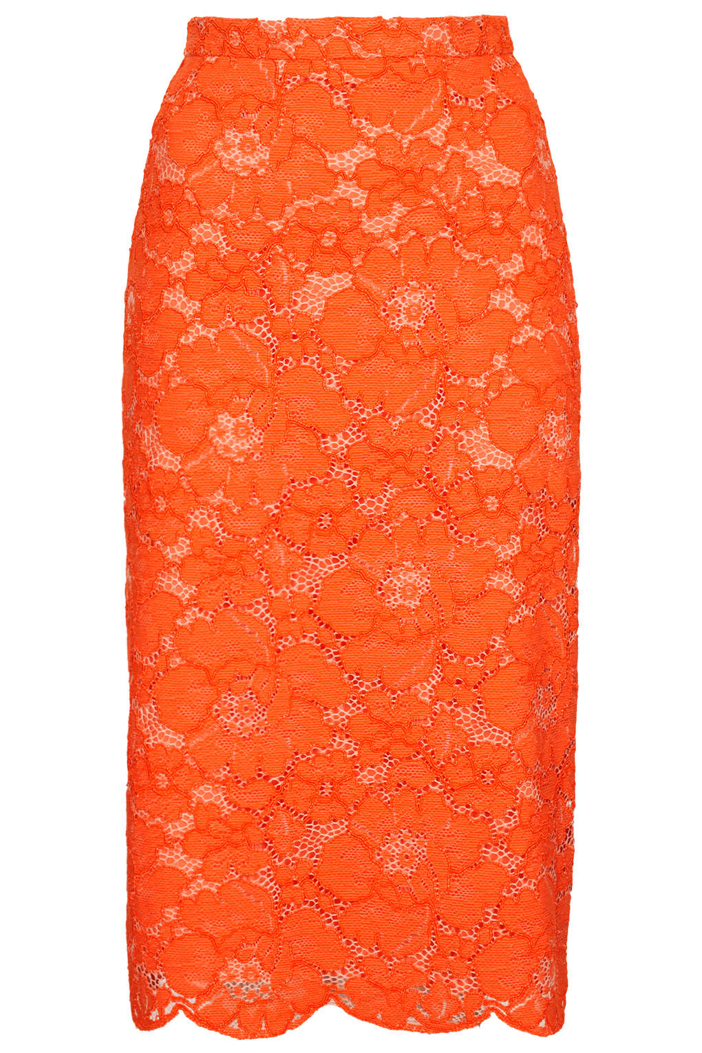 Topshop Cord Lace Pencil Skirt in Orange | Lyst