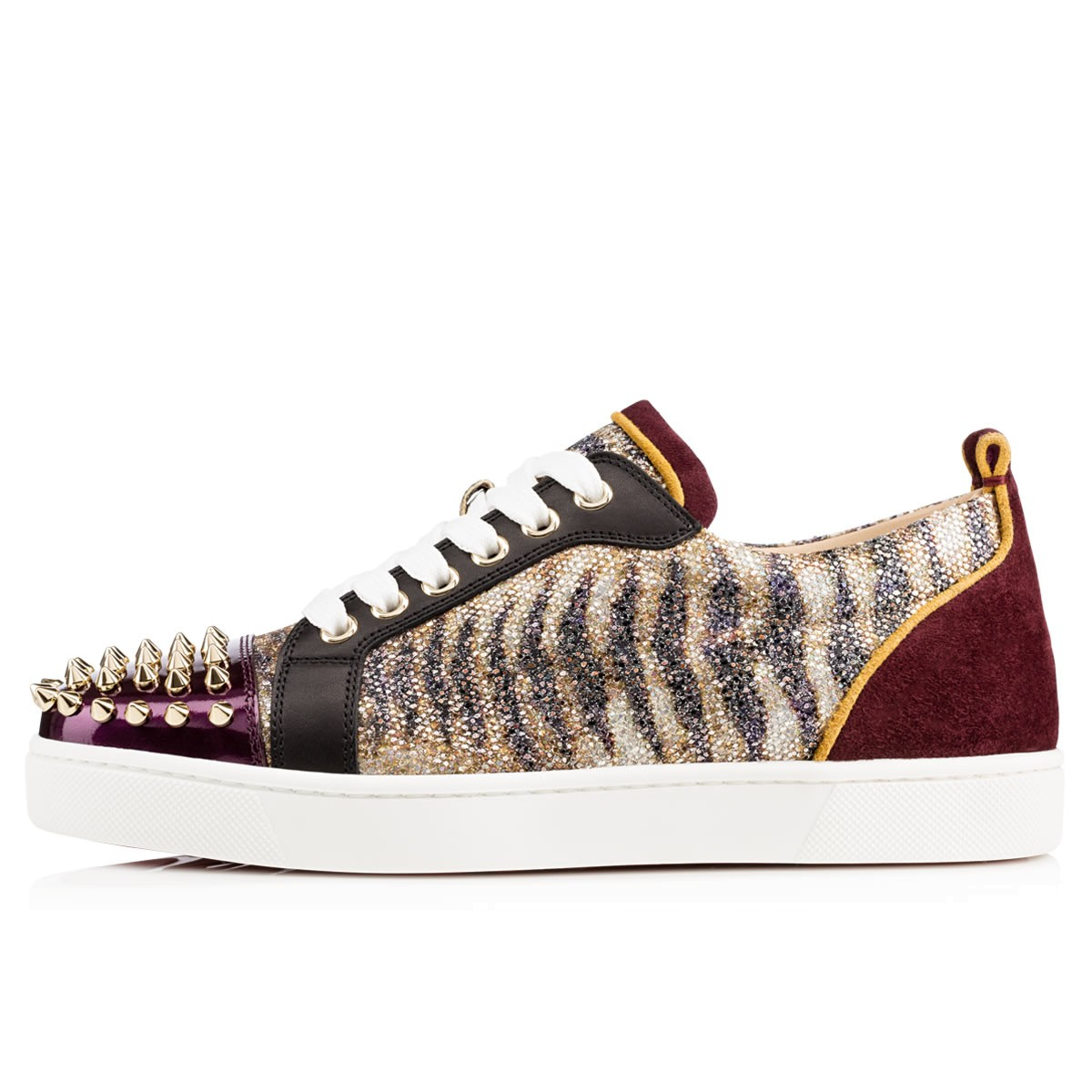 Christian Louboutin Gold Multicolor Glitter and Suede Louis Junior