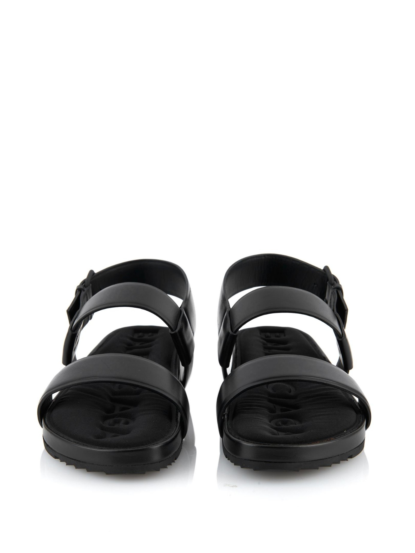 Lyst - Balenciaga Double-Strap Leather Sandals in Black