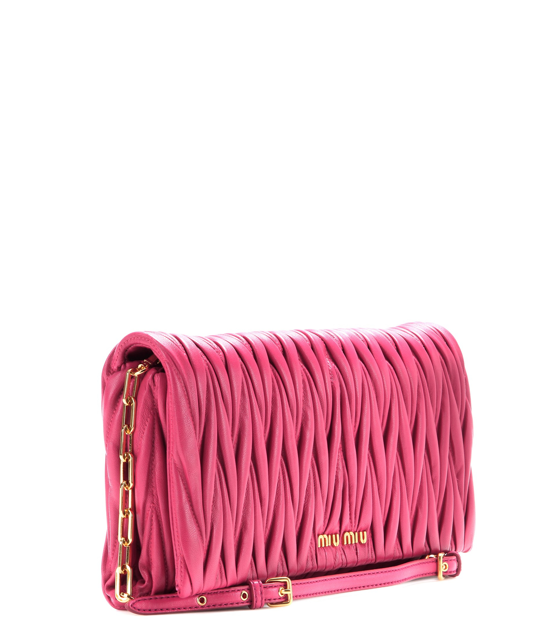 matelassé leather shoulder bag miu miu