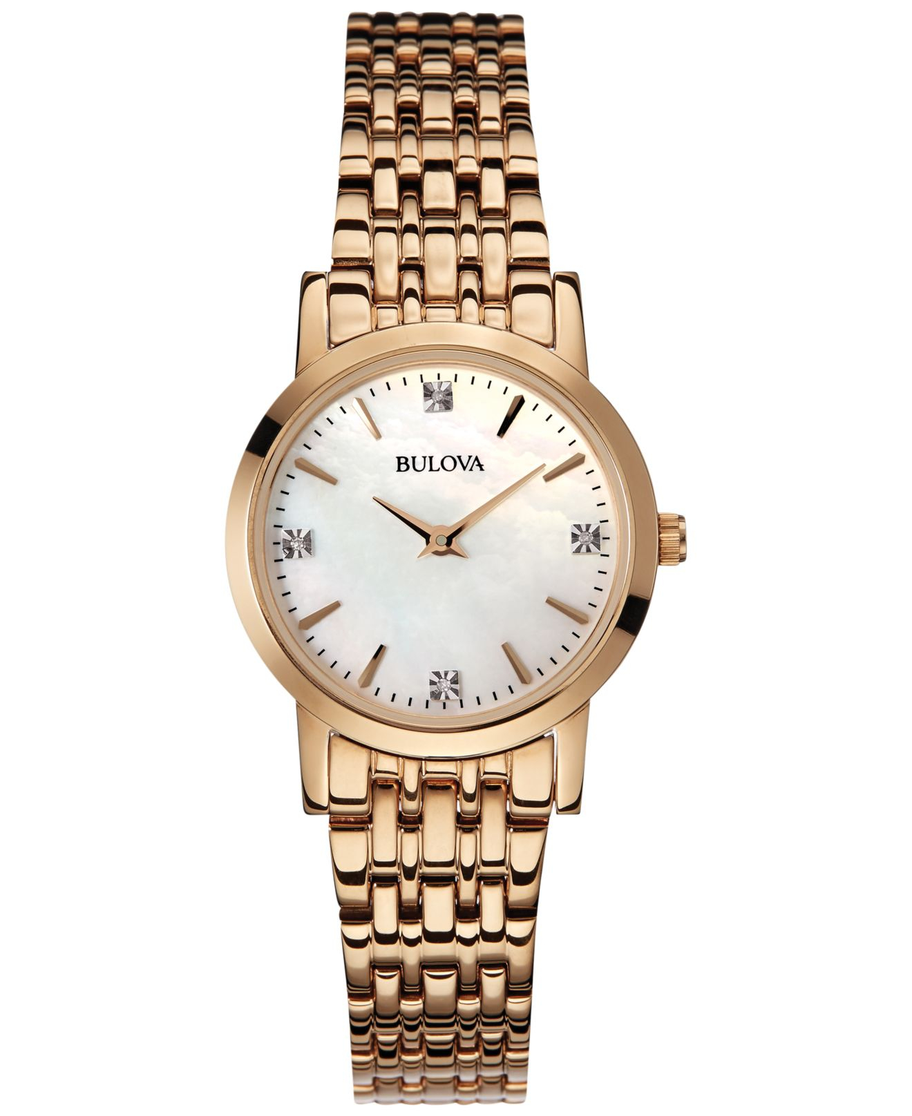 Bulova Women's Rose Gold-tone Stainless Steel Bracelet  