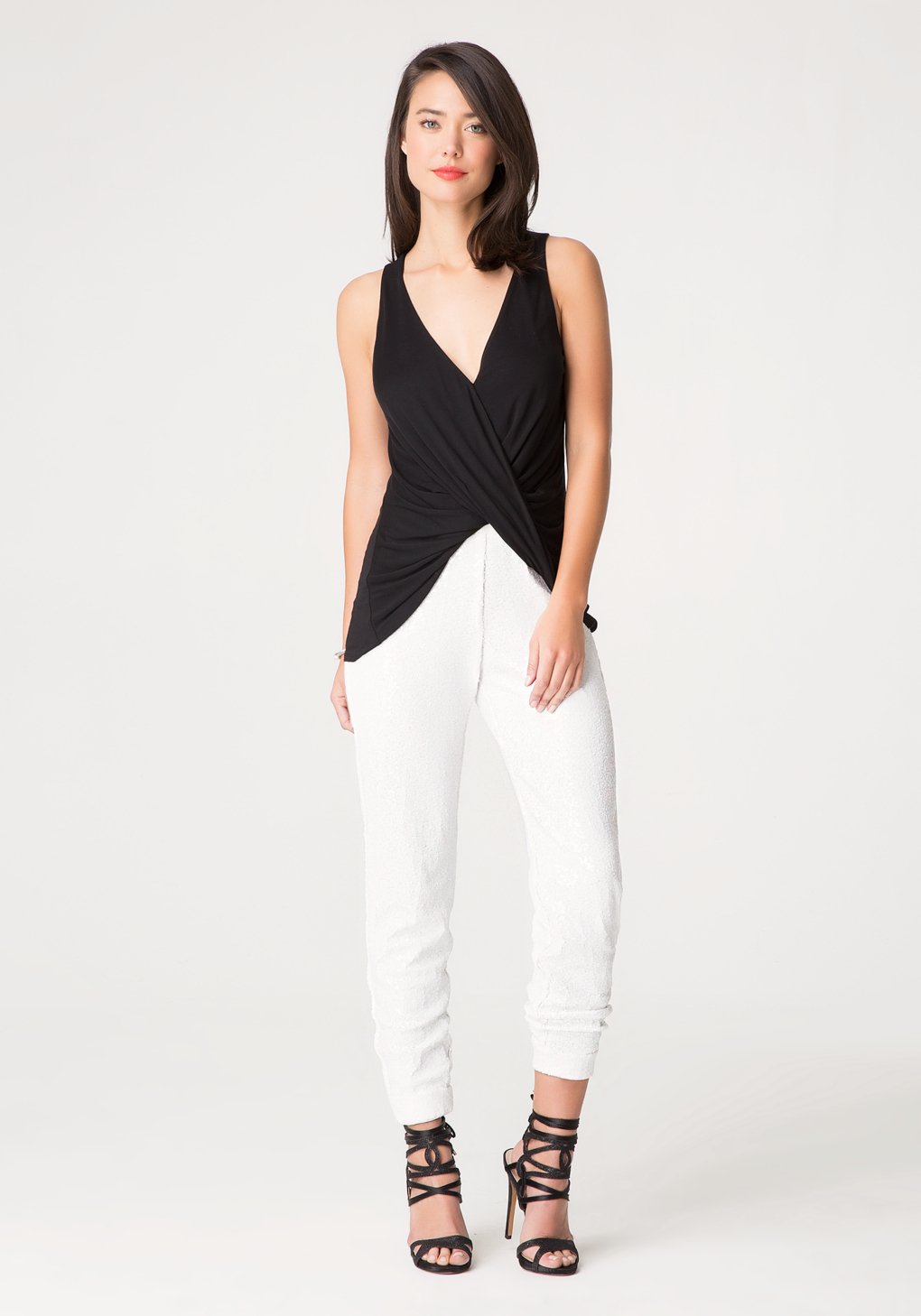 white sequin pants outfit