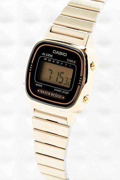 Casio Black Face Watch in Gold | Lyst