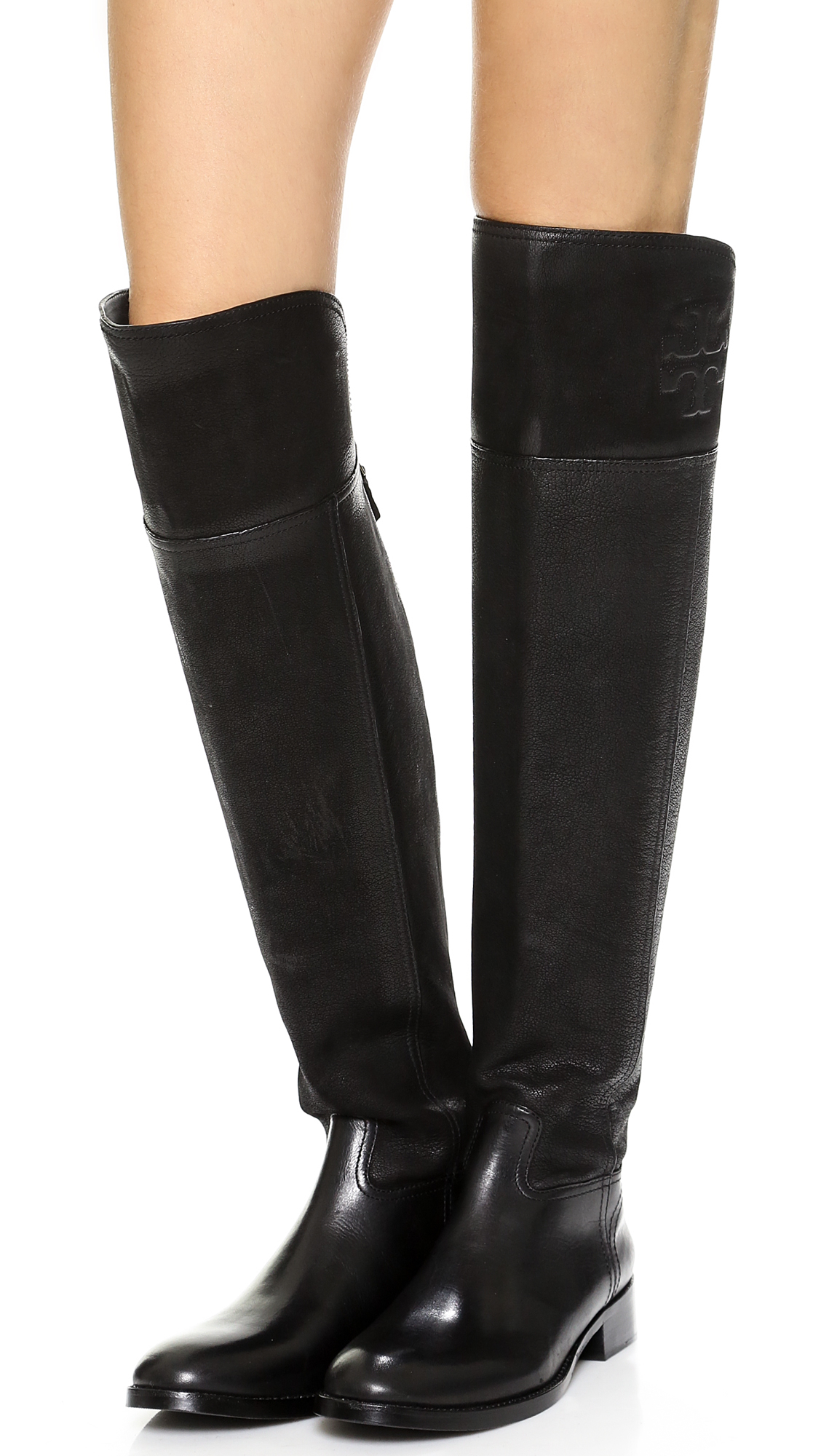 Lyst - Tory Burch Simone Over The Knee Flat Boots Black in Black