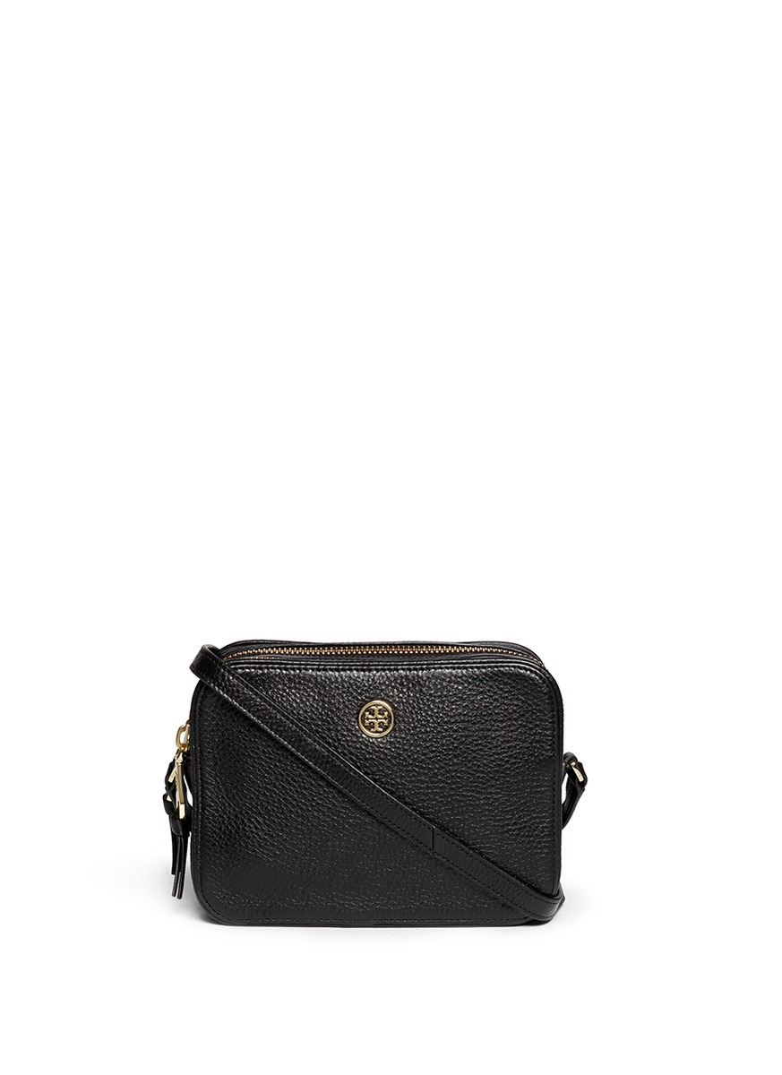 tory burch robinson pebbled double zip crossbody