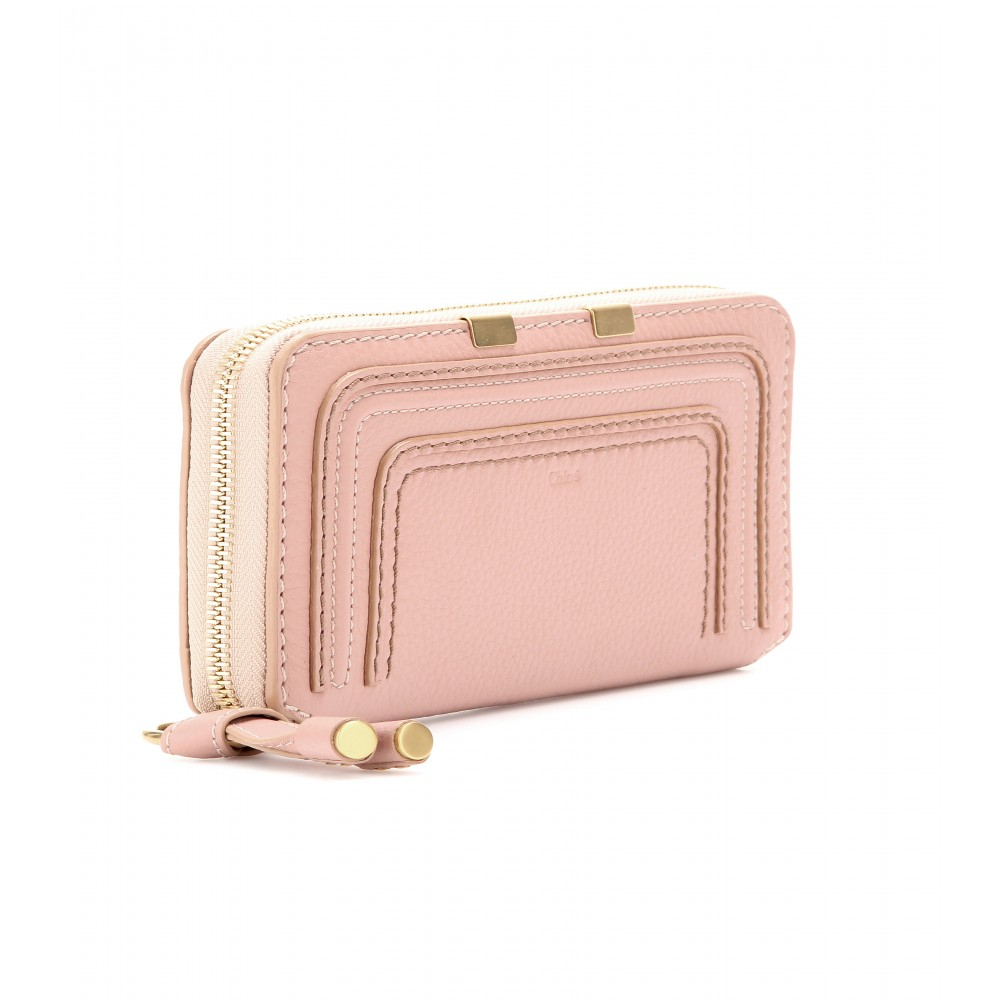 Chlo Marcie Zip-Around Leather Wallet in Pink (anemone pink) | Lyst  