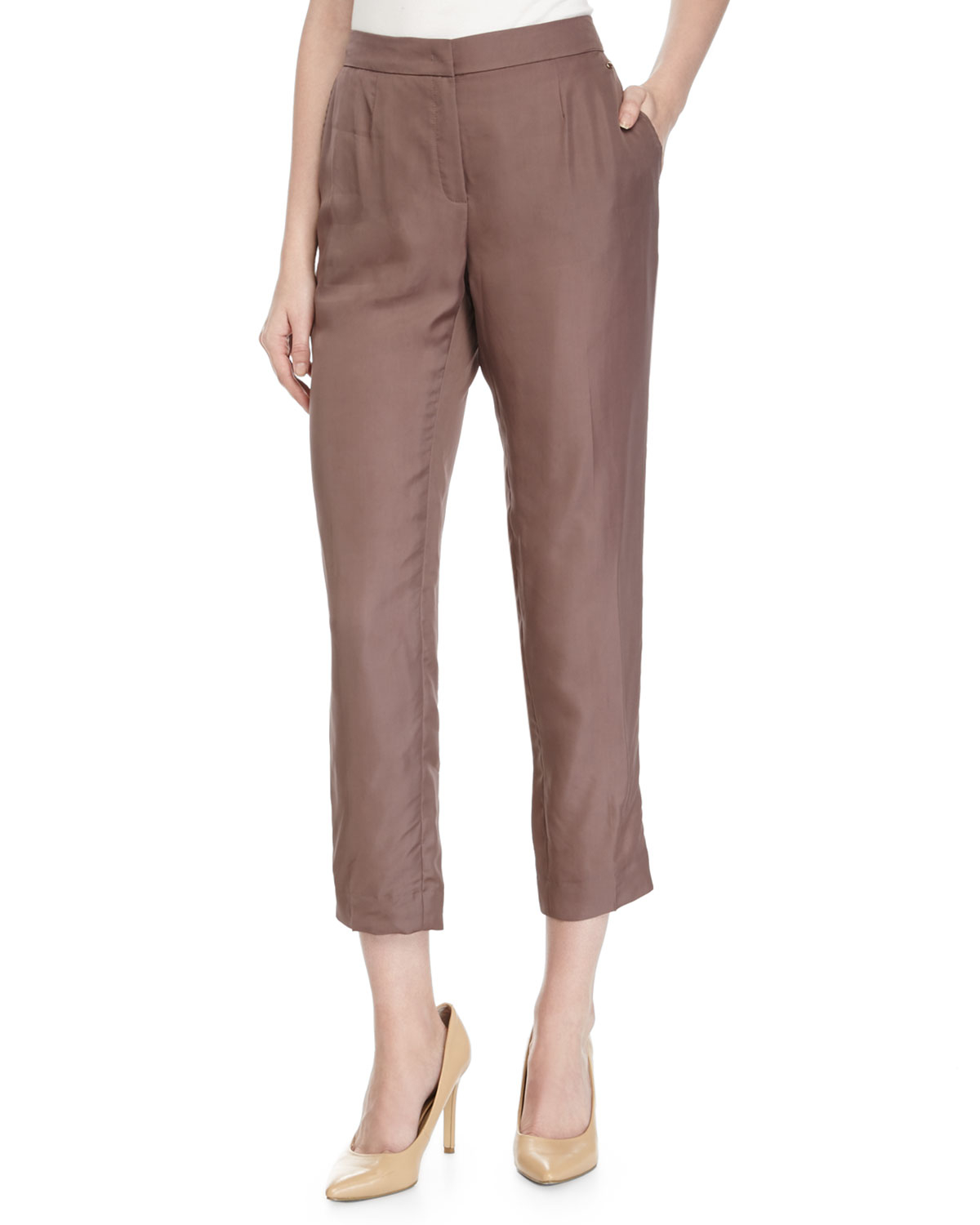 Lyst - Escada Tapered-leg Cropped Pants in Brown