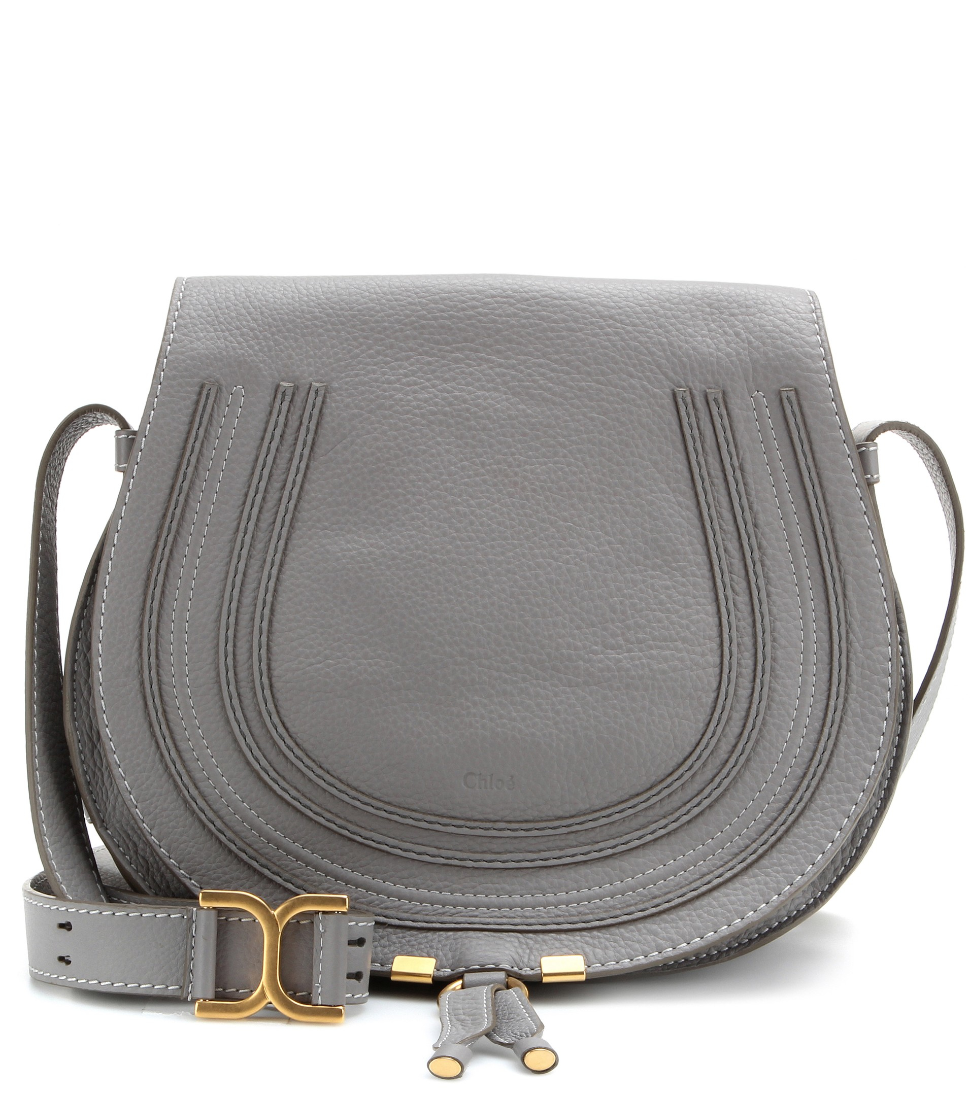 Lyst - Chloé Marcie Leather Crossbody Bag in Gray