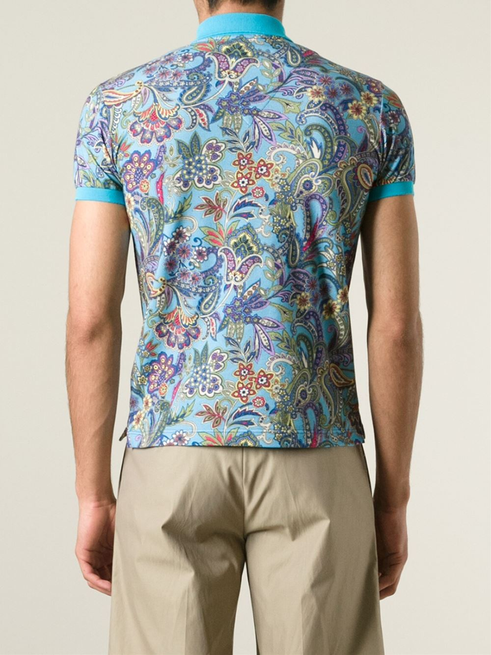 Lyst - Etro Floral Paisley Polo Shirt in Blue for Men