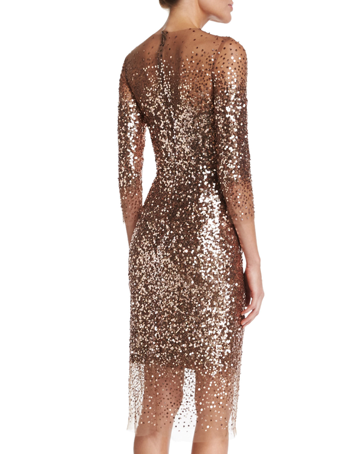 Lyst - Monique Lhuillier Sequin-Embellished Ombré Dress in Metallic