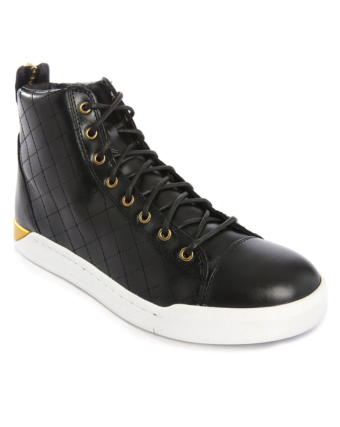 Diesel Diamond Black Side Stitching White Sole High-top Sneakers in ...