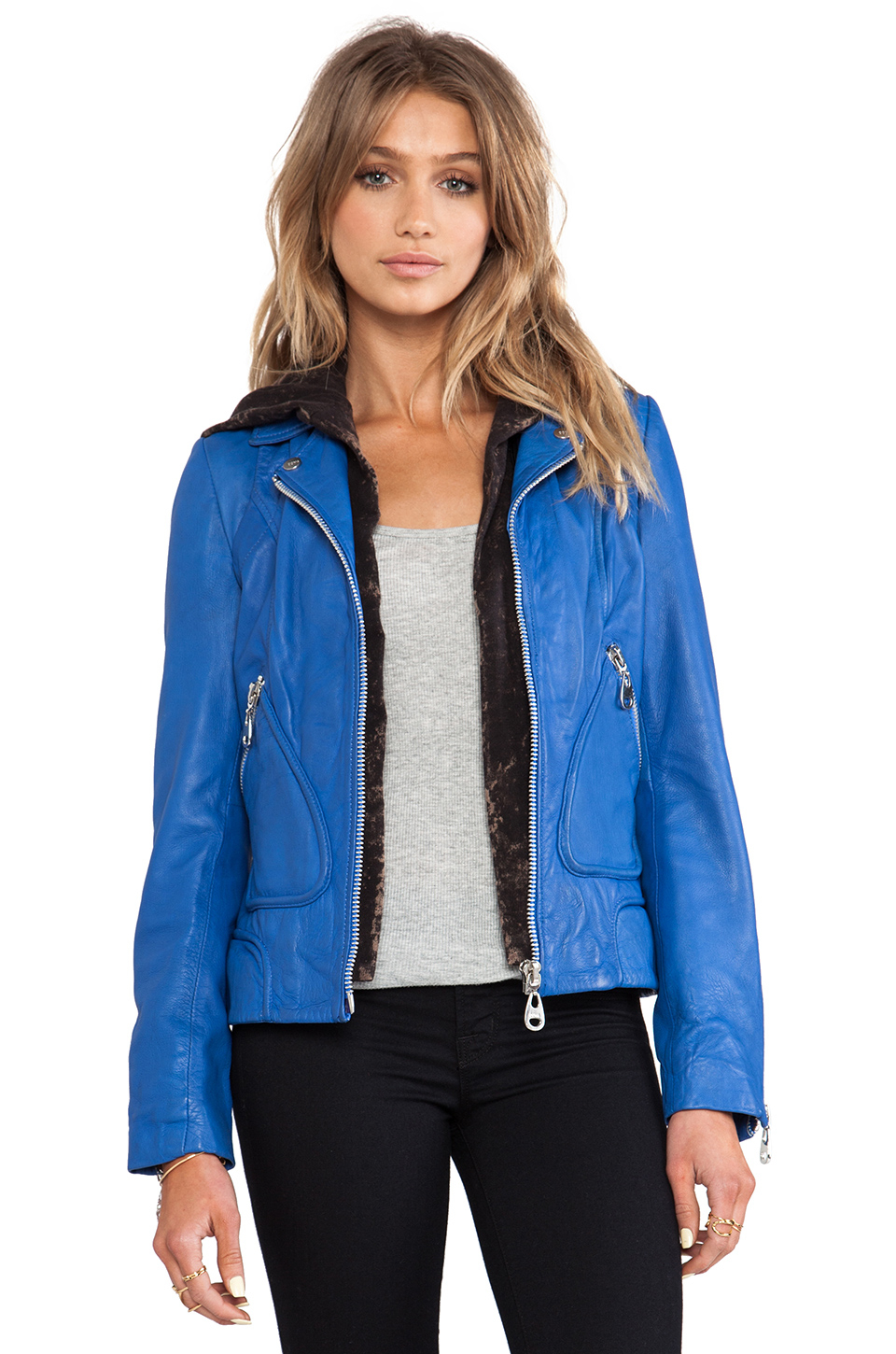 Doma Leather Washed Lamb Jacket With Detachable Hood In Gallery