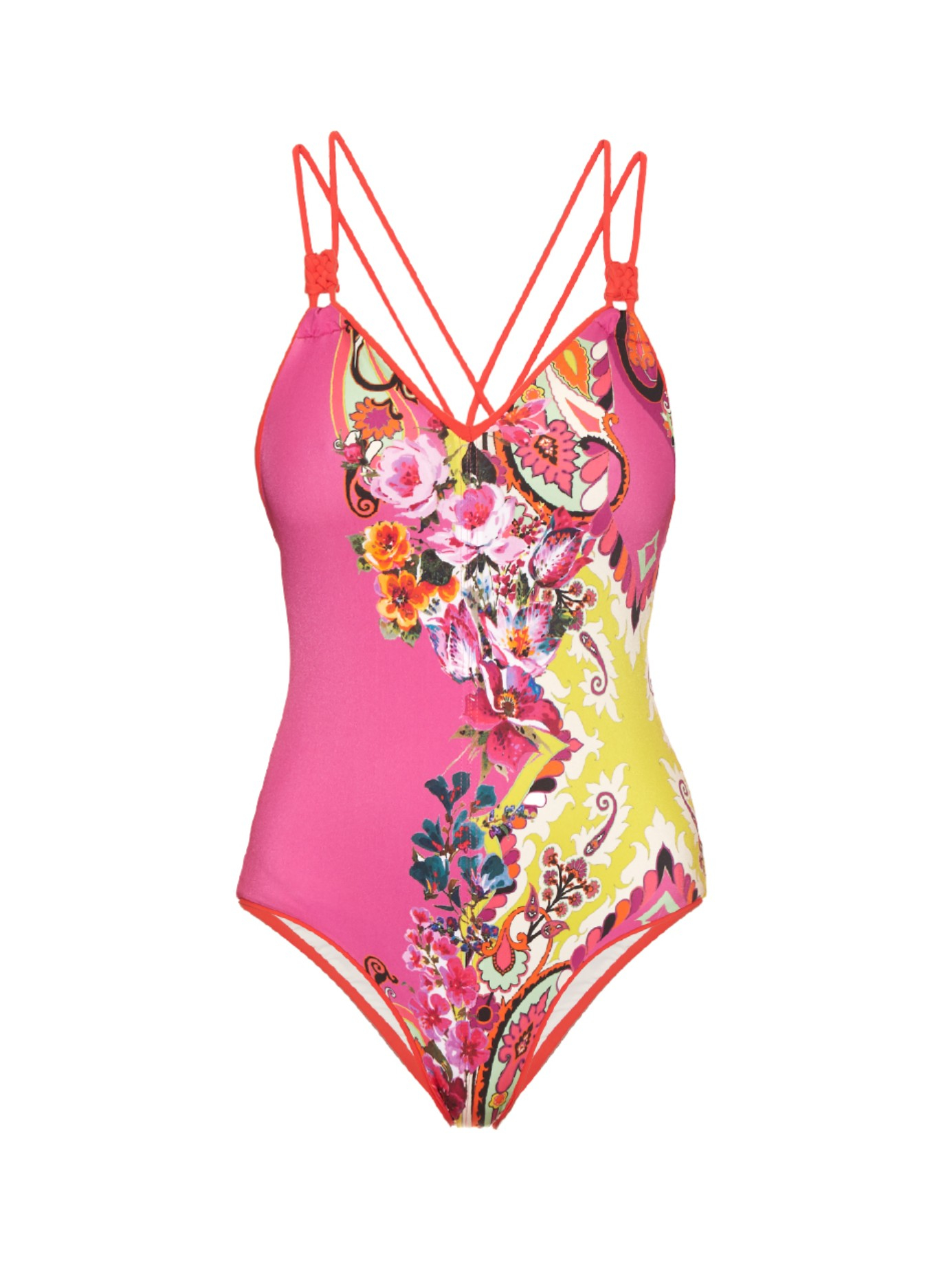 Etro Paisley-print Double-strap Swimsuit in Pink | Lyst